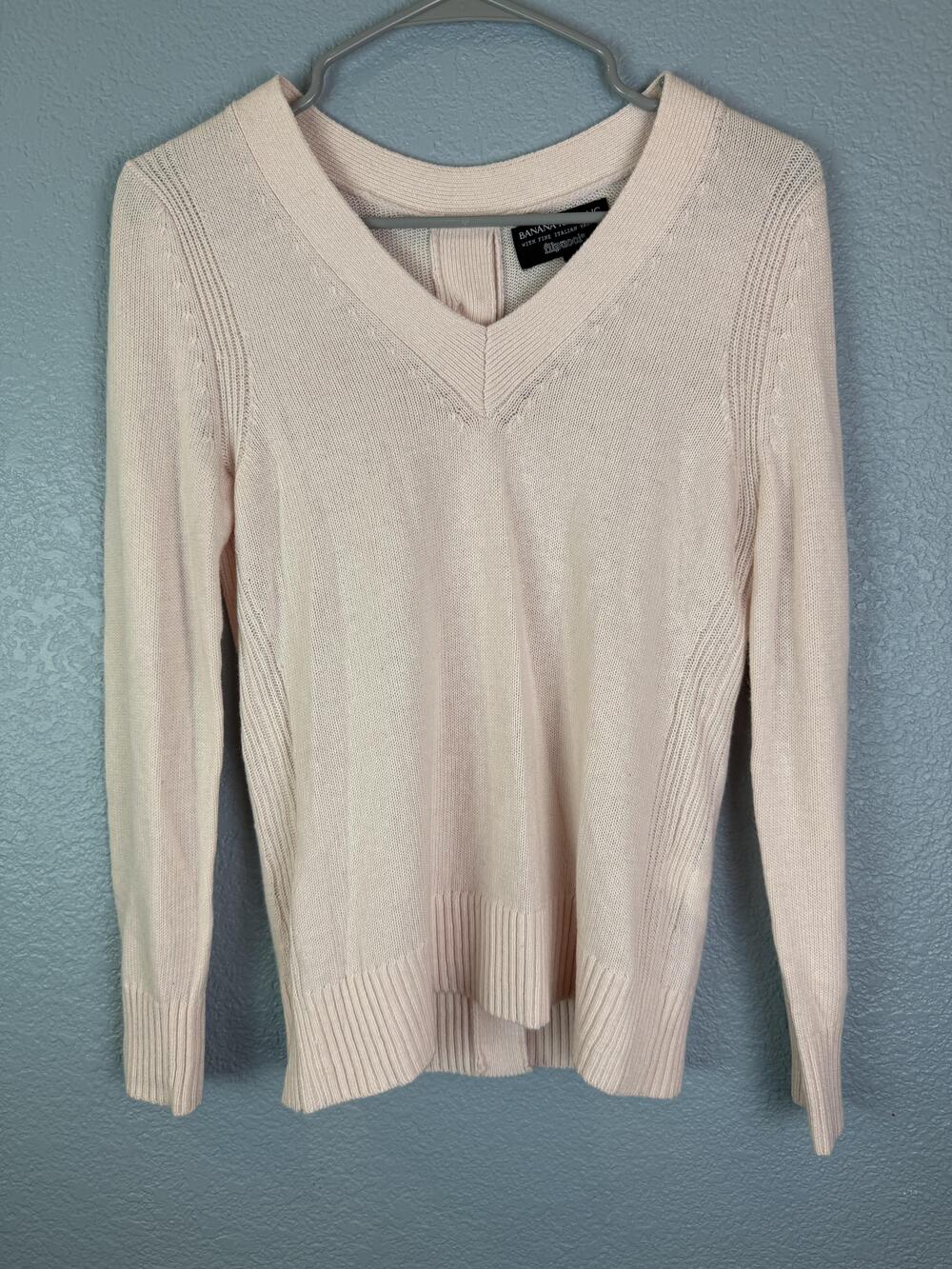 Banana Republic Sweater Womens XS Petite Button Back Filpucci Wool Cashmere